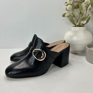 Bernardo Natasia Slip On Leather Mules Block Heels Buckle Women's 7 M NWOB